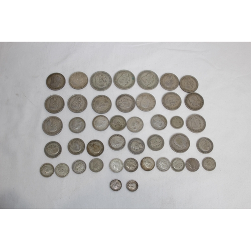 814 - QTY OF BRITISH SILVER COINS, 300.31 GRAMS