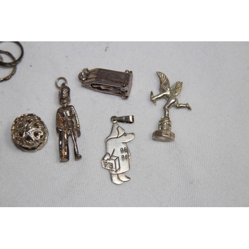 865 - SELECTION OF SILVER CHARMS FOR CHARM BRACELET, 35.7 GRAMS