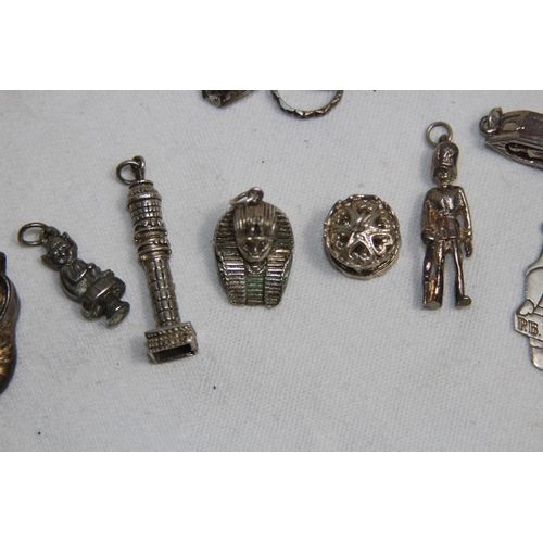 865 - SELECTION OF SILVER CHARMS FOR CHARM BRACELET, 35.7 GRAMS