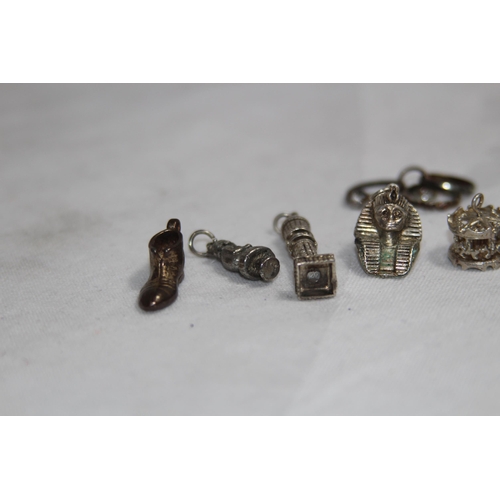 865 - SELECTION OF SILVER CHARMS FOR CHARM BRACELET, 35.7 GRAMS