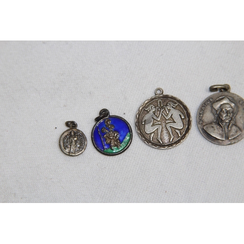 866 - SMALL COLLECTION OF 9 SILVER & WHITE METAL ECCLESIASTICAL PENDANTS ETC,15.34 GRAMS'