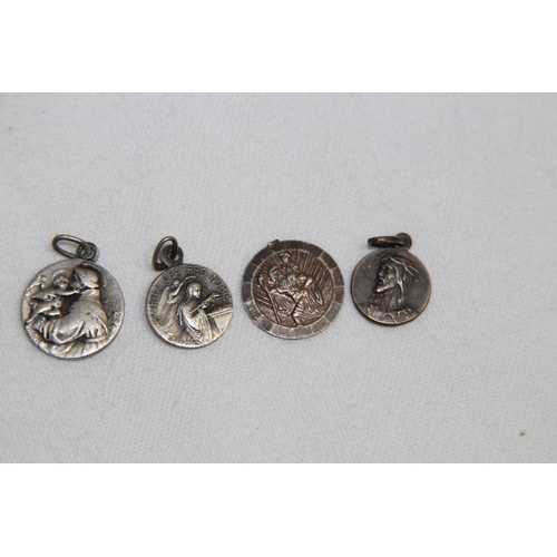 866 - SMALL COLLECTION OF 9 SILVER & WHITE METAL ECCLESIASTICAL PENDANTS ETC,15.34 GRAMS'