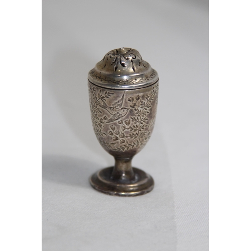 931 - VICTORIAN SILVER CRUET, LONDON 1886, 26.22 GRAMS