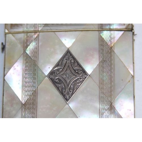 945 - 19TH CENTURY SILVER MOUNTED MOTHER OF PEARL CARD CASE