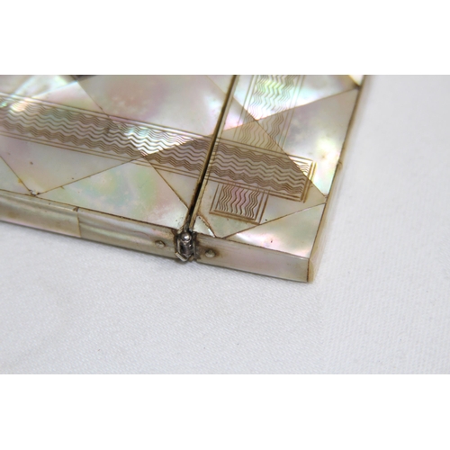 945 - 19TH CENTURY SILVER MOUNTED MOTHER OF PEARL CARD CASE