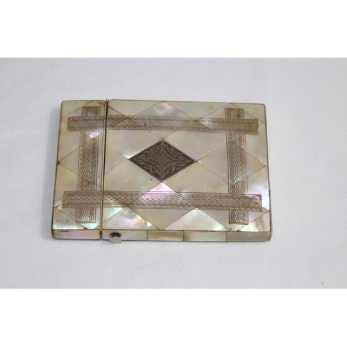 945 - 19TH CENTURY SILVER MOUNTED MOTHER OF PEARL CARD CASE