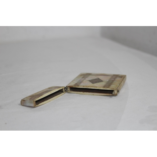 945 - 19TH CENTURY SILVER MOUNTED MOTHER OF PEARL CARD CASE