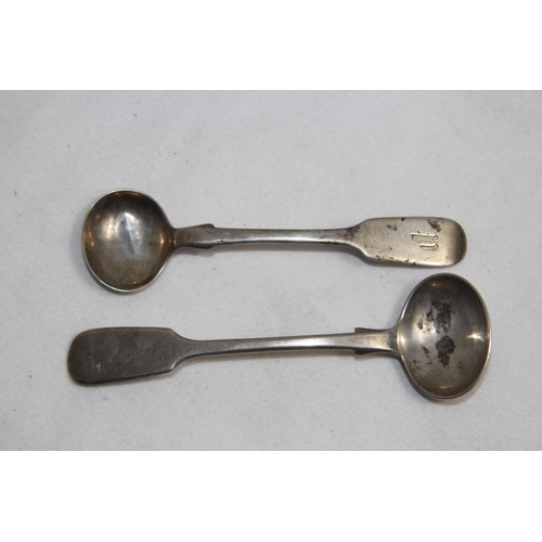 951 - TWO PROVINCIAL ENGLISH SILVER LADLE SALT SPOONS, EXETER 1847 & 1862,  18.26 GRAMS