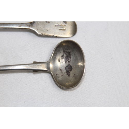 951 - TWO PROVINCIAL ENGLISH SILVER LADLE SALT SPOONS, EXETER 1847 & 1862,  18.26 GRAMS