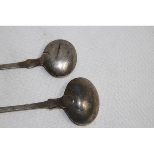 951 - TWO PROVINCIAL ENGLISH SILVER LADLE SALT SPOONS, EXETER 1847 & 1862,  18.26 GRAMS