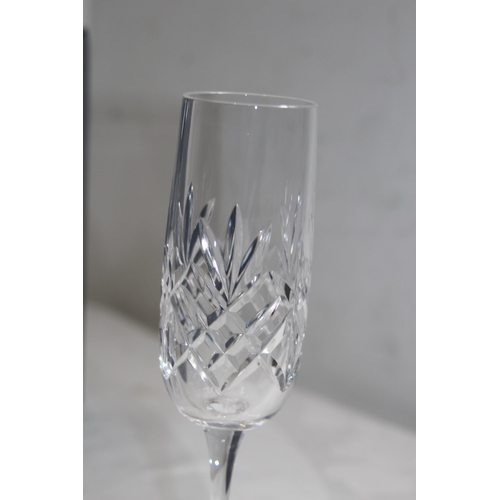 704 - BOXED SET OF SIX BOHEMIA CRYSTAL CHAMPAGNE GLASSES