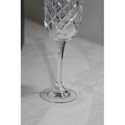 704 - BOXED SET OF SIX BOHEMIA CRYSTAL CHAMPAGNE GLASSES