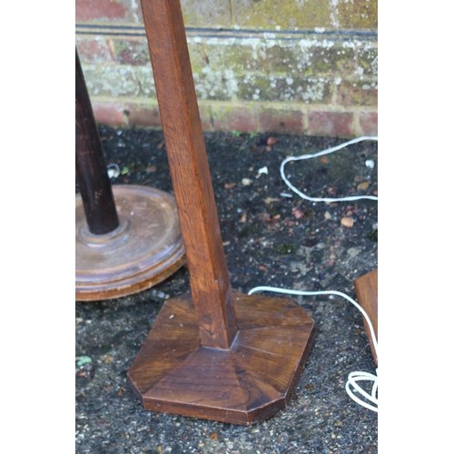 152 - FOUR  WOODEN STANDARD LAMPS 
172CM