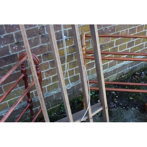 52 - VINTAGE CEILING DRYER RACK AND TWO TOWEL RAILS 
200 X 49CM