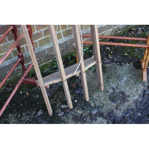 52 - VINTAGE CEILING DRYER RACK AND TWO TOWEL RAILS 
200 X 49CM