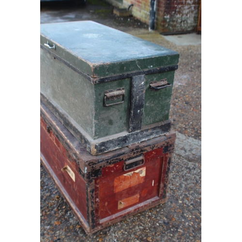 56 - TWO VINTAGE WOODEN TRUCKS ONE LEAD LINED
56 X 97 X 53CM