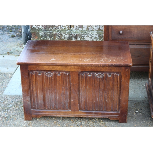 57 - PAIR OF CARVED TRUNKS AND CHEST OF DRAWERS
66 X 45 X 99CM