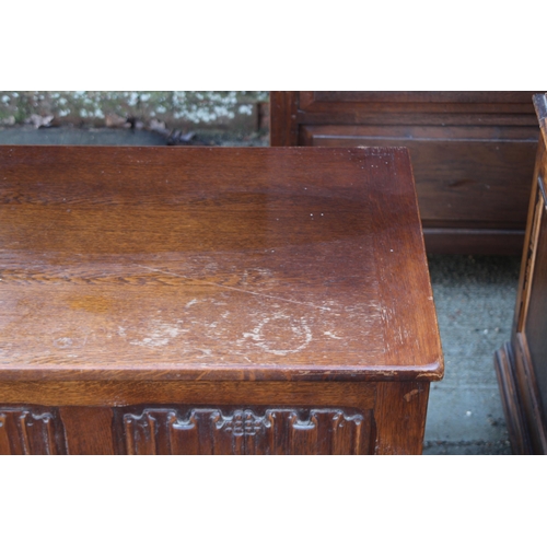 57 - PAIR OF CARVED TRUNKS AND CHEST OF DRAWERS
66 X 45 X 99CM