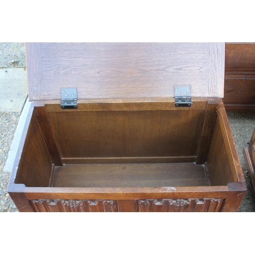 57 - PAIR OF CARVED TRUNKS AND CHEST OF DRAWERS
66 X 45 X 99CM