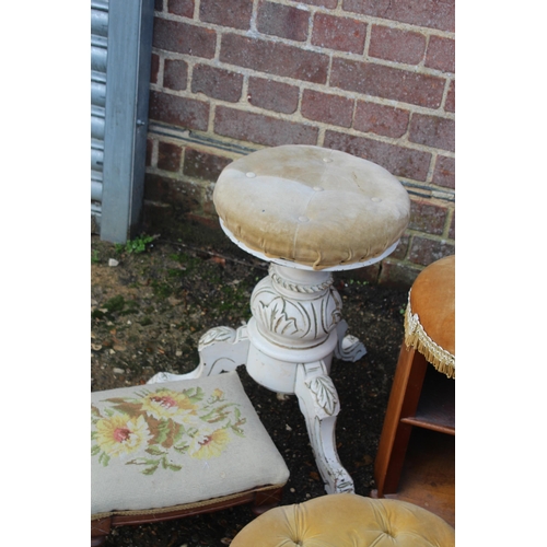 60 - QUANTITY OF VINTAGE STOOLS 
33 X 56CM