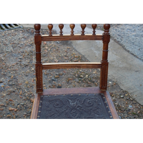 66 - ANTIQUE TABLE AND FOUR CHAIRS 
106 X 76CM