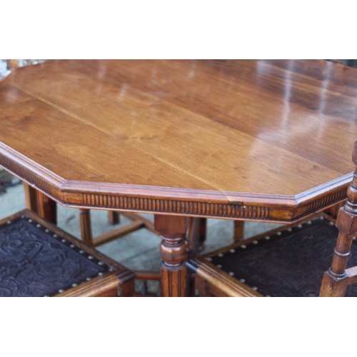 66 - ANTIQUE TABLE AND FOUR CHAIRS 
106 X 76CM