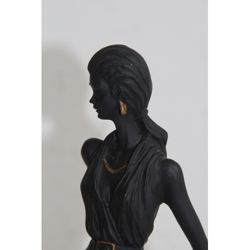 710 - ART DECO STYLE LADY AND DOG FIGURE 
33CM