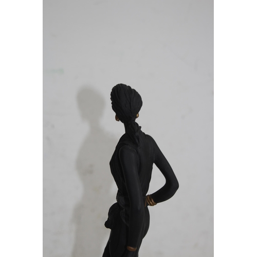 710 - ART DECO STYLE LADY AND DOG FIGURE 
33CM