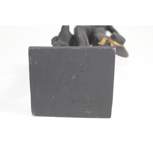 710 - ART DECO STYLE LADY AND DOG FIGURE 
33CM