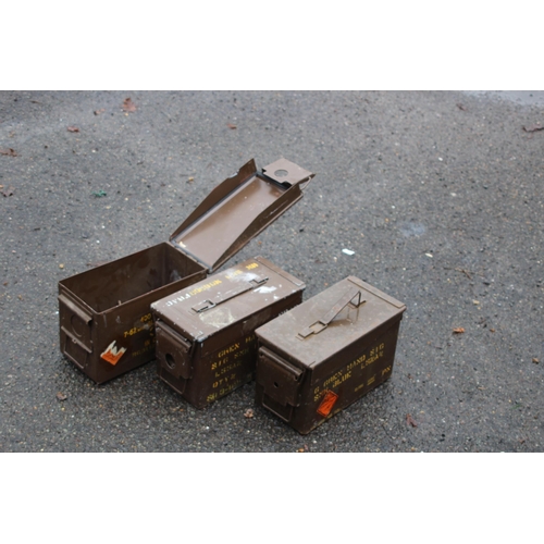 613 - THREE AMMO BOXES ONE WITH CONTENTS
