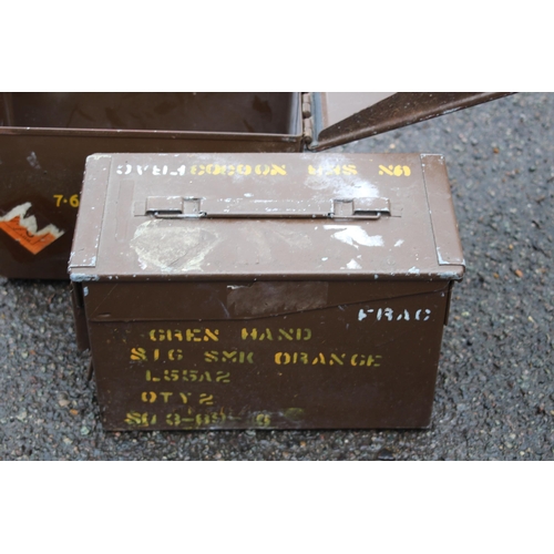 613 - THREE AMMO BOXES ONE WITH CONTENTS