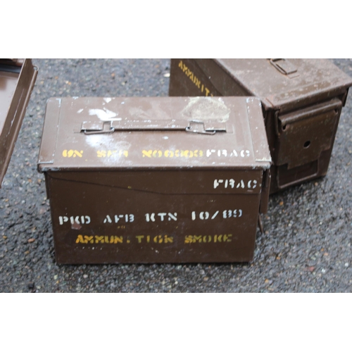 613 - THREE AMMO BOXES ONE WITH CONTENTS