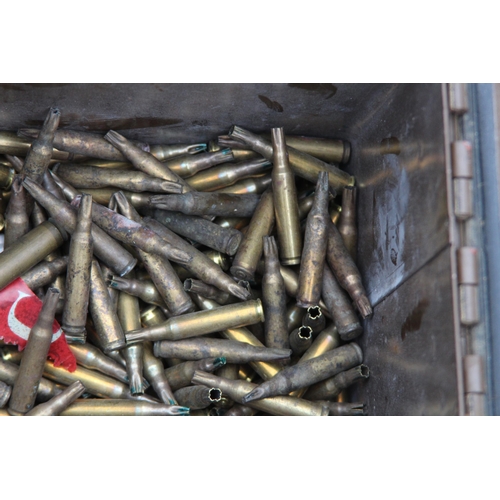 613 - THREE AMMO BOXES ONE WITH CONTENTS