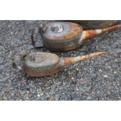 787 - FIVE VINTAGE OIL CANS