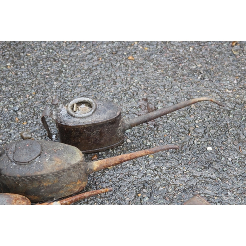 787 - FIVE VINTAGE OIL CANS