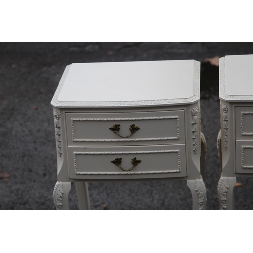 4 - PAIR OF QUEEN ANNE STYLE BEDSIDE TABLES 
36 X 33 X 68CM