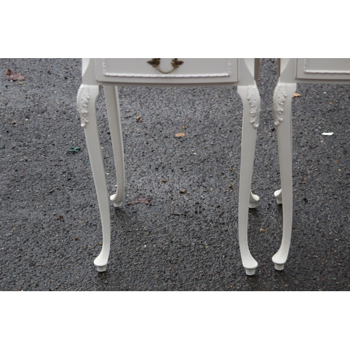 4 - PAIR OF QUEEN ANNE STYLE BEDSIDE TABLES 
36 X 33 X 68CM