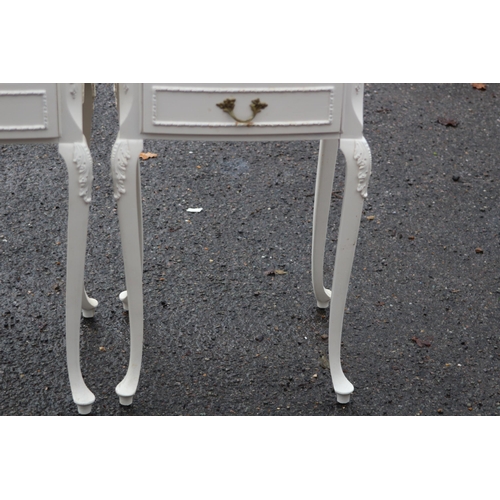 4 - PAIR OF QUEEN ANNE STYLE BEDSIDE TABLES 
36 X 33 X 68CM
