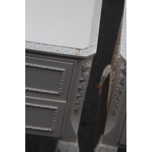 4 - PAIR OF QUEEN ANNE STYLE BEDSIDE TABLES 
36 X 33 X 68CM