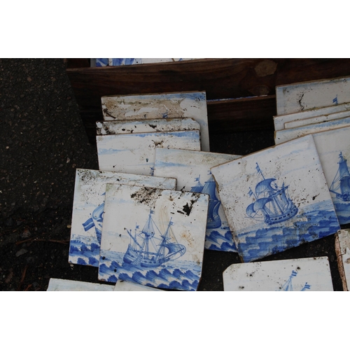 242 - QUANTITY OF VINTAGE MARITIME TILES SOME a/f