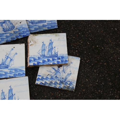 242 - QUANTITY OF VINTAGE MARITIME TILES SOME a/f