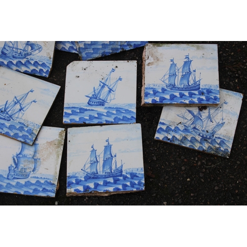 242 - QUANTITY OF VINTAGE MARITIME TILES SOME a/f