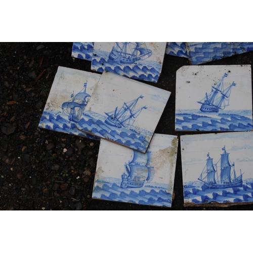 242 - QUANTITY OF VINTAGE MARITIME TILES SOME a/f