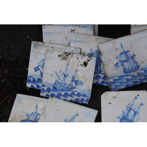 242 - QUANTITY OF VINTAGE MARITIME TILES SOME a/f