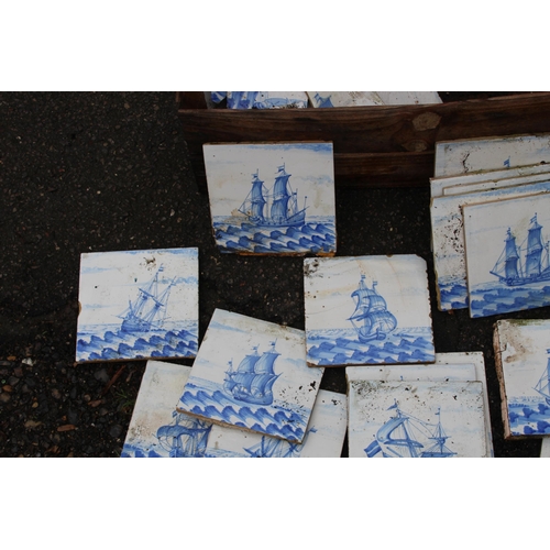 242 - QUANTITY OF VINTAGE MARITIME TILES SOME a/f