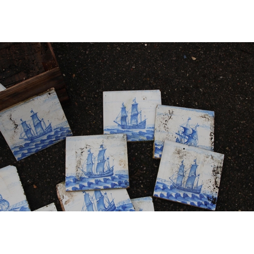 242 - QUANTITY OF VINTAGE MARITIME TILES SOME a/f
