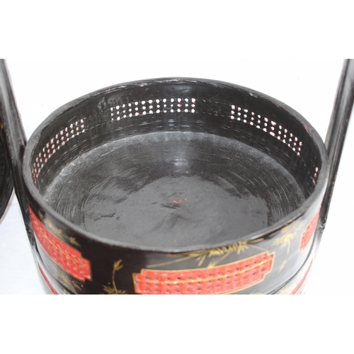 462 - ORIENTAL LACQUER THREE TIERED WEDDING BASKET
56 X 39CM