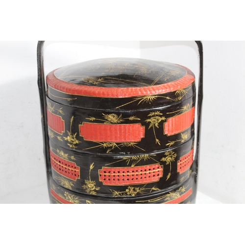 462 - ORIENTAL LACQUER THREE TIERED WEDDING BASKET
56 X 39CM