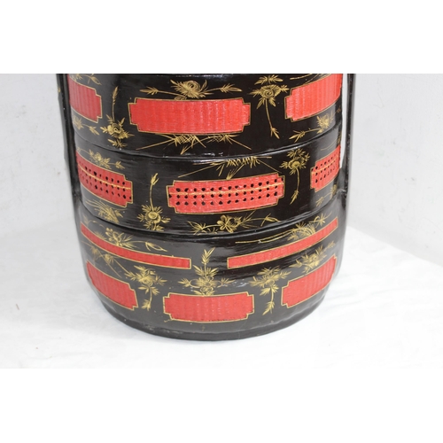 462 - ORIENTAL LACQUER THREE TIERED WEDDING BASKET
56 X 39CM