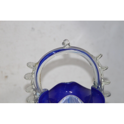 636 - FOUR BLUE ART GLASS PIECES 
32CM